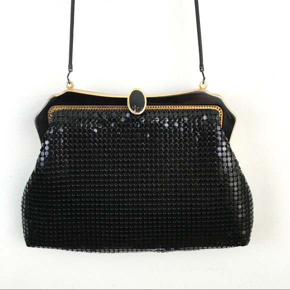 Vintage 90’s black chainmail purse metal frame - Picture 2 of 10